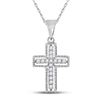 Image 1 : Diamond Roman Cross Pendant 1/10 Cttw 10kt White Gold