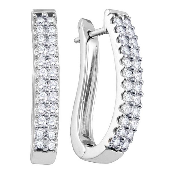 Oblong Hoop Earrings 1 Cttw 14k White Gold
