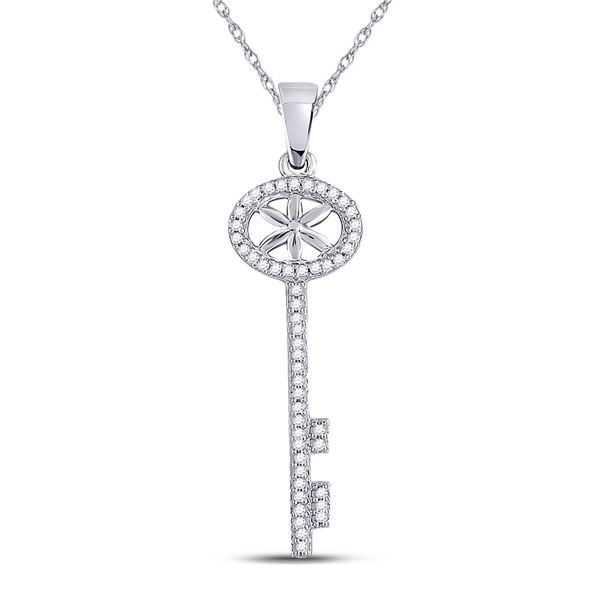 Diamond Key Pendant 1/6 Cttw 10kt White Gold