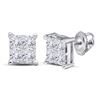 Image 1 : Princess Diamond Square Earrings 1/4 Cttw 14kt White Gold
