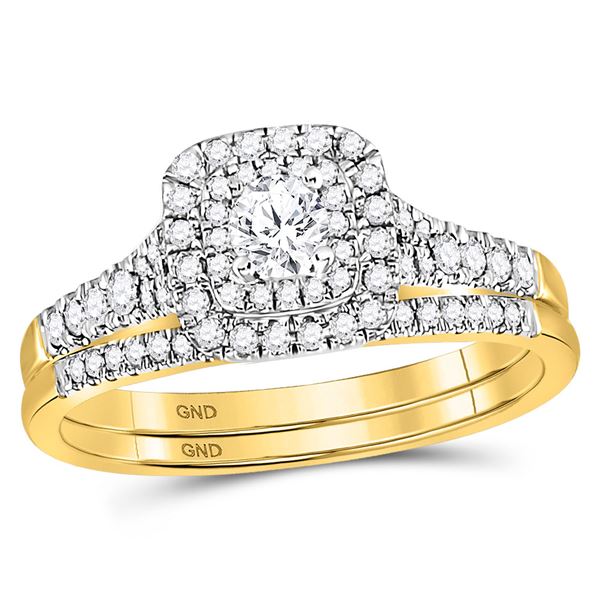 Diamond Bridal Wedding Ring Band Set 1/2 Cttw 14kt Yellow Gold