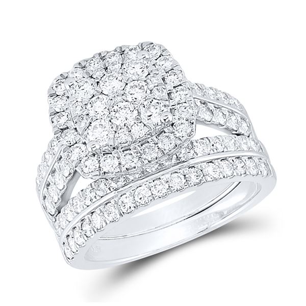 Diamond Bridal Wedding Ring Band Set 2 Cttw 14kt White Gold