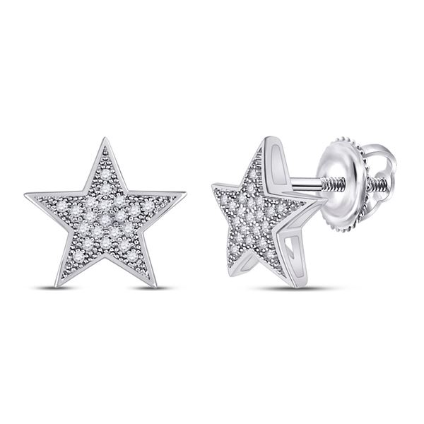 Diamond Star Earrings 1/10 Cttw 10kt White Gold