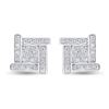 Image 2 : Sterling Silver Mens Diamond Square Earrings 1/8 Cttw Sterling Silver