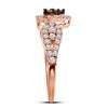 Image 2 : Brown Diamond Heart Cluster Ring 3/4 Cttw 10kt Rose Gold