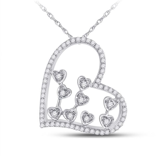 Diamond Scattered Heart Pendant 1/3 Cttw 10kt White Gold
