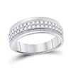 Image 1 : Mens Diamond Wedding Machine Set Band Ring 1/2 Cttw 10kt White Gold