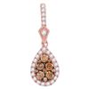 Image 1 : Brown Diamond Teardrop Pendant 1/2 Cttw 14kt Rose Gold