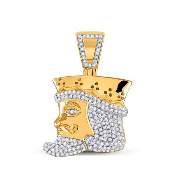 Mens Diamond King Playing Card Charm Pendant 1/2 Cttw 10kt Yellow Gold