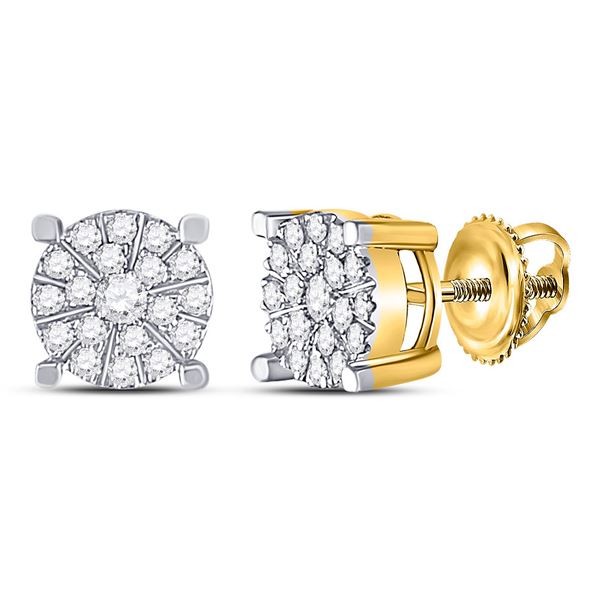 Diamond Fashion Cluster Earrings 1/4 Cttw 10kt Yellow Gold
