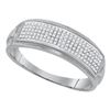 Image 1 : Sterling Silver Mens Diamond Pave Band Ring 1/4 Cttw Sterling Silver