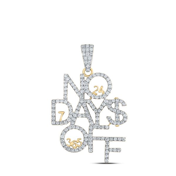 Mens Diamond No Days Off 24 7 365 Charm Pendant 2 Cttw 10kt Yellow Gold