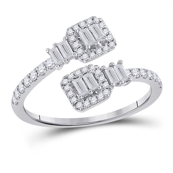 Baguette Diamond Bisected Band Ring 1/2 Cttw 14kt White Gold