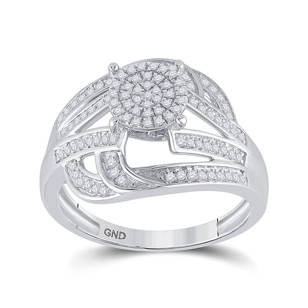 Diamond Cluster Ring 1/3 Cttw Sterling Silver