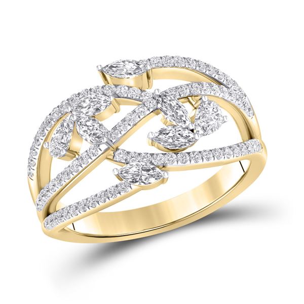 Marquise Diamond Band Ring 1 Cttw 14kt Yellow Gold