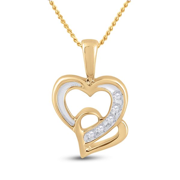Diamond Double Heart Pendant 1/20 Cttw 10kt Yellow Gold