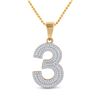 Image 1 : Mens Diamond Number 3 Charm Pendant 5/8 Cttw 10kt Yellow Gold