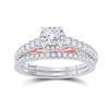 Image 1 : Princess Diamond Bridal Wedding Ring Band Set 7/8 Cttw 14kt Two-tone Gold