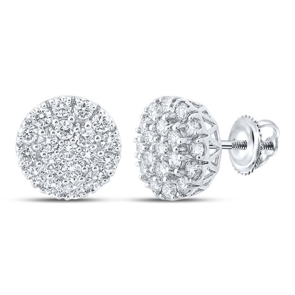 Mens Diamond Cluster Earrings 1-5/8 Cttw 10kt White Gold