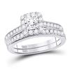 Princess Diamond Halo Bridal Wedding Ring Band Set 1-1/4 Cttw 14kt White Gold