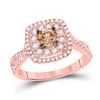 Brown Diamond Solitaire Bridal Wedding Engagement Ring 7/8 Cttw 14kt Rose Gold