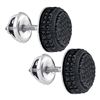 Sterling Silver Mens Black Color Enhanced Diamond Cluster Earrings 1/2 Cttw Sterling Silver