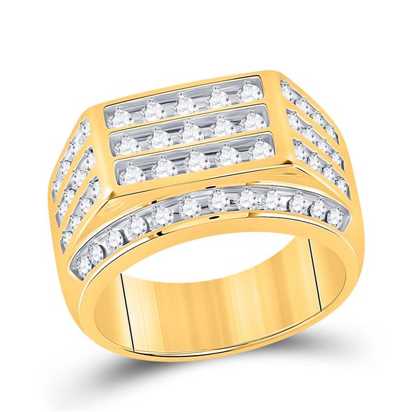 Mens Diamond Fashion Cluster Ring 1-1/2 Cttw 10kt Yellow Gold
