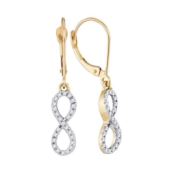 Diamond Infinity Dangle Earrings 1/4 Cttw 10kt Yellow Gold