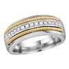 Mens Pave-set Diamond Yellow-tone Rope Wedding Band 1/3 Cttw 10kt White Gold