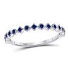 Image 1 : Blue Sapphire Stackable Band Ring 1/5 Cttw 10kt White Gold