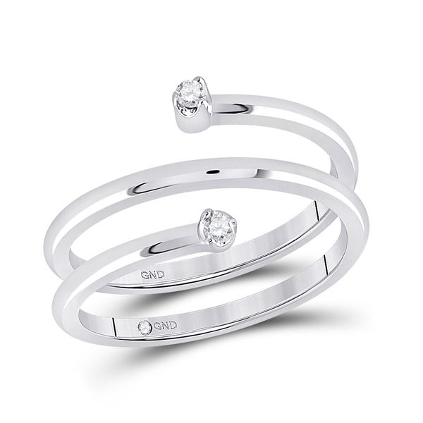 Diamond Spiral Ring 1/12 Cttw Sterling Silver