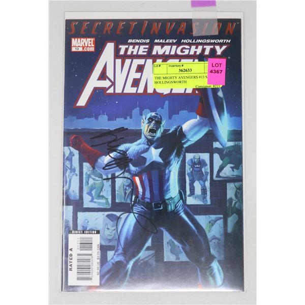 THE MIGHTY AVENGERS #13 SIGNED HOLLINGSWORTH