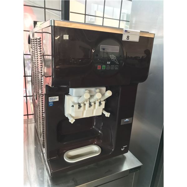 TEOREMA 3 STATION SOFT SERVE ICE CREAM MACHINE WITH A  30"W X 36"D X 30"H STAINLESS STEEL DIAMOND