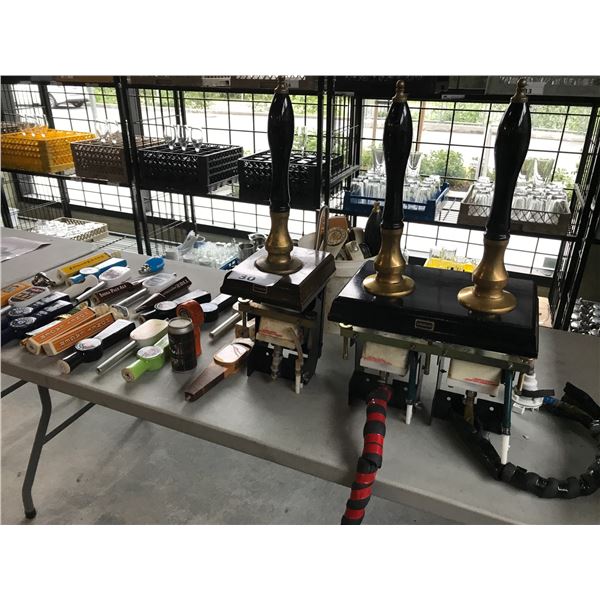 ANGRAM DUAL AND SINGLE TAP BEER DISPENSERS WITH MISC. TAP HEADS