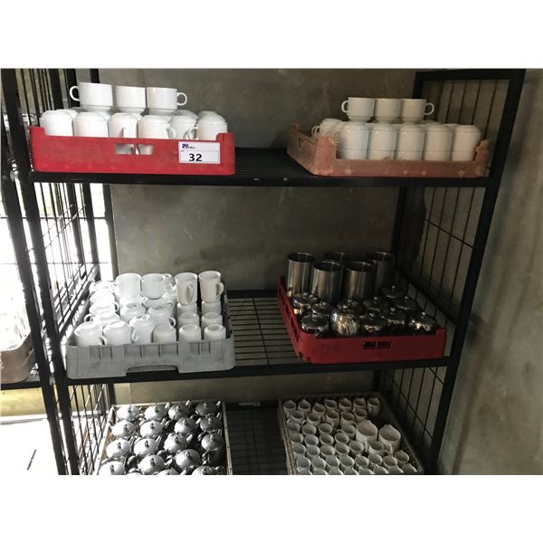 LOT OF CUPS, SMALL TEA POTS AND MORE
