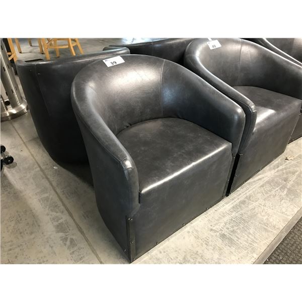 GREY SWIVEL BARREL CLUB CHAIRS