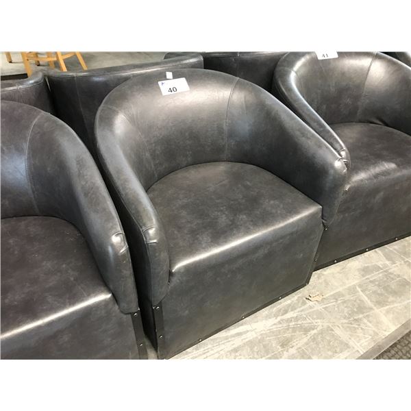 GREY SWIVEL BARREL CLUB CHAIRS