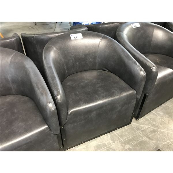 GREY SWIVEL BARREL CLUB CHAIRS