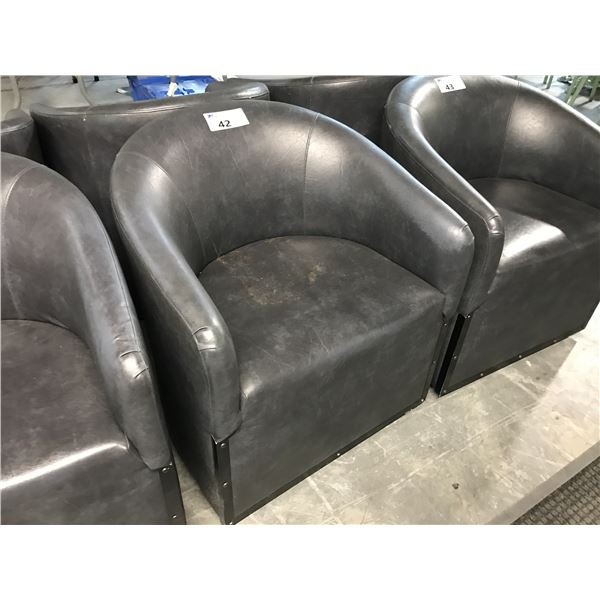 GREY SWIVEL BARREL CLUB CHAIRS