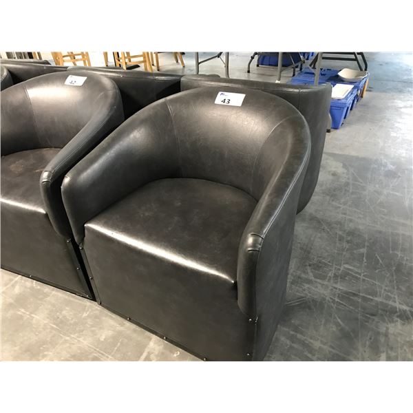 GREY SWIVEL BARREL CLUB CHAIRS