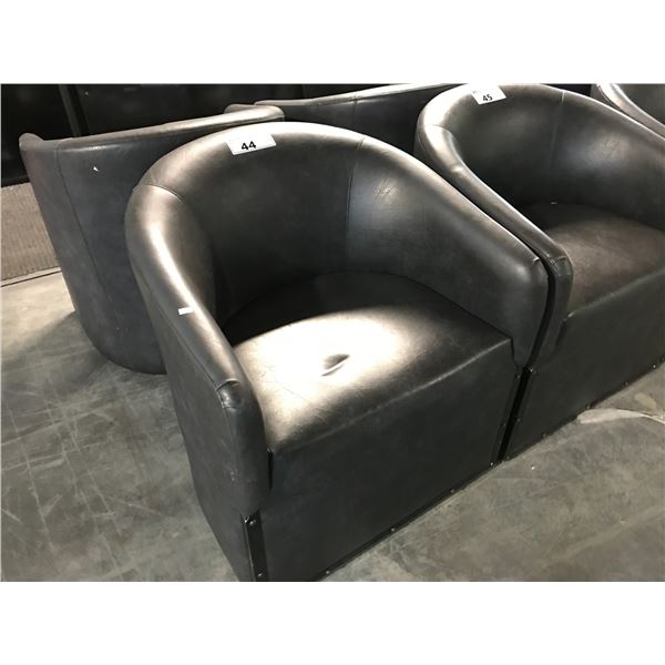 GREY SWIVEL BARREL CLUB CHAIRS