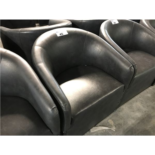 GREY SWIVEL BARREL CLUB CHAIRS
