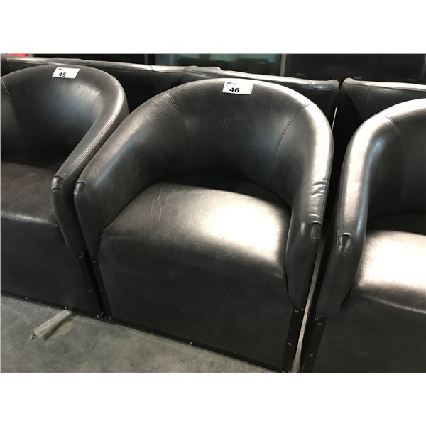 GREY SWIVEL BARREL CLUB  CHAIRS