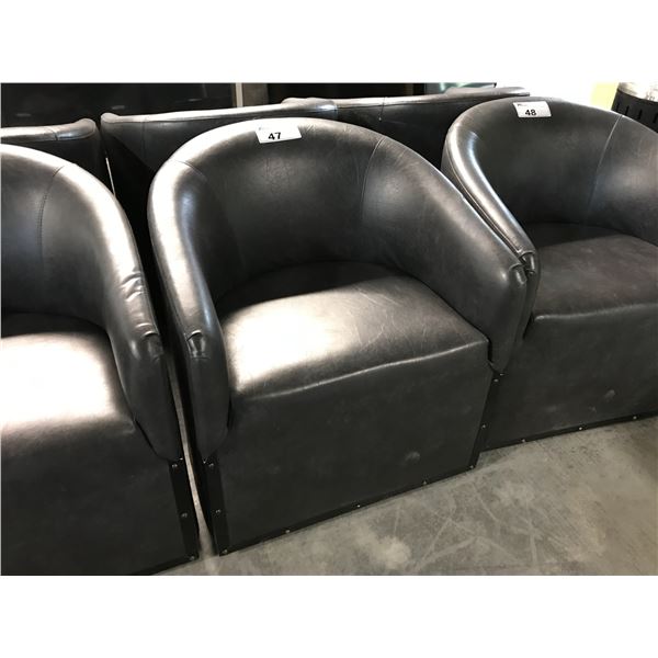 GREY SWIVEL BARREL CLUB CHAIRS