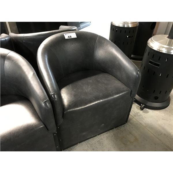 GREY SWIVEL BARREL CLUB CHAIRS