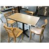 Image 3 : NATURAL OAK 3.5' X 2' BISTRO TABLE WITH 4 LIGHT WOOD GRAIN METAL BISTRO CHAIRS