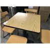 Image 3 : NATURAL OAK 2' X 2' BISTRO TABLE WITH 4 LIGHT WOOD GRAIN METAL BISTRO CHAIRS