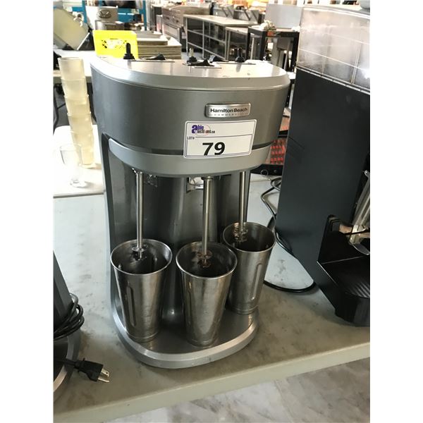 GREY HAMILTON BEACH COMMERCIAL 3 HEAD MILKSHAKE MIXER
