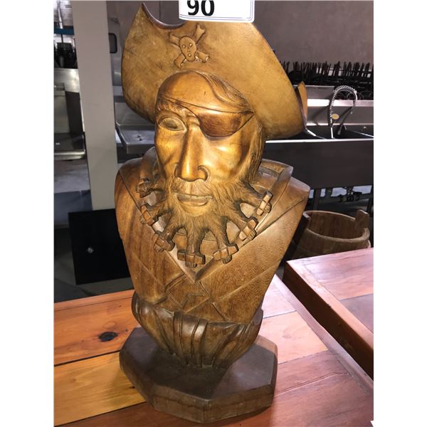 WOOD CARVING OF PIRATE 27"H x 13"W