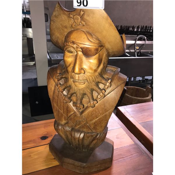 WOOD CARVING OF PIRATE 27 H x 13 W